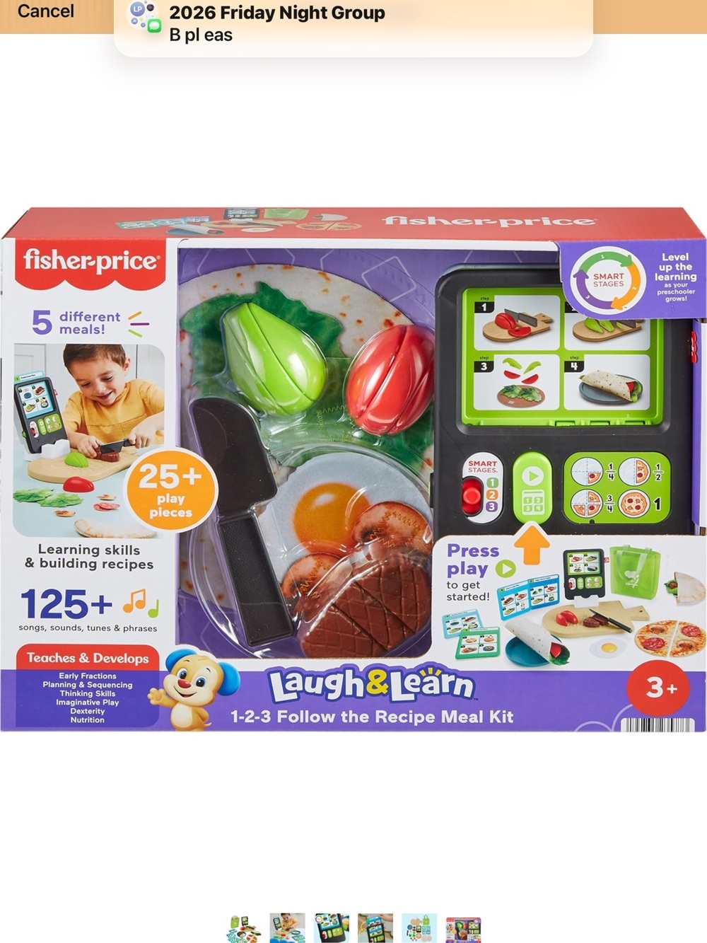 Fisher-Price Laugh & Learn Meal Kit Toy Set - Red, Green, Black, Purple, White
